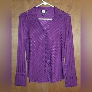 Studio 1940 Sheer Striped Button-Down Top, S (PTP=16")